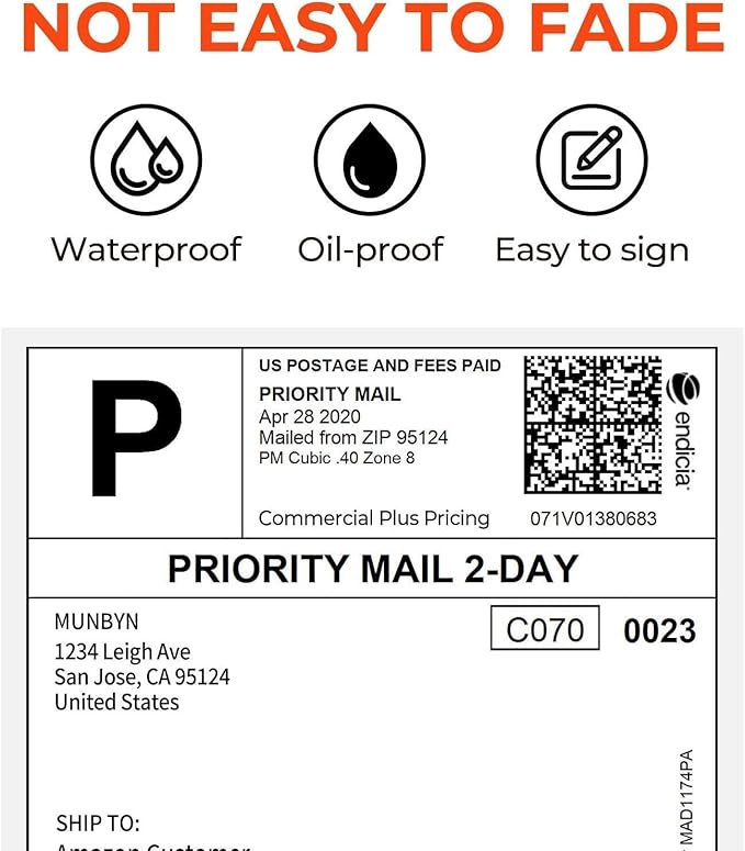 MUNBYN Thermal Direct Shipping Label (Pack of 500 4x6 Per Fanfold Labels) - Commercial Grade | 4x6 Thermal Labels, No BPA and BPS, Print Clear and Sharp, Compatible with Most Thermal Printers