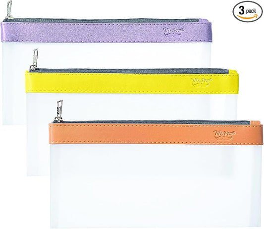Mr. Pen- Clear Pencil Pouch, 8.50"x4.25", 3 Pack, Durable TPU Material | Medium Water-Resistant Pencil Bags with Smooth Zipper, Multipurpose Clear Pouch for Stationery, School, Office
