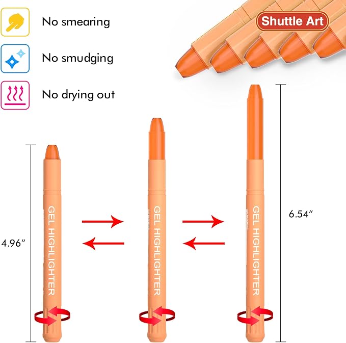 Shuttle Art 5 Pack Orange Gel Highlighters,Bible Highlighters,No Bleed Through, Bible Journaling Supplies,Great for Journaling, Highlighting and Studying
