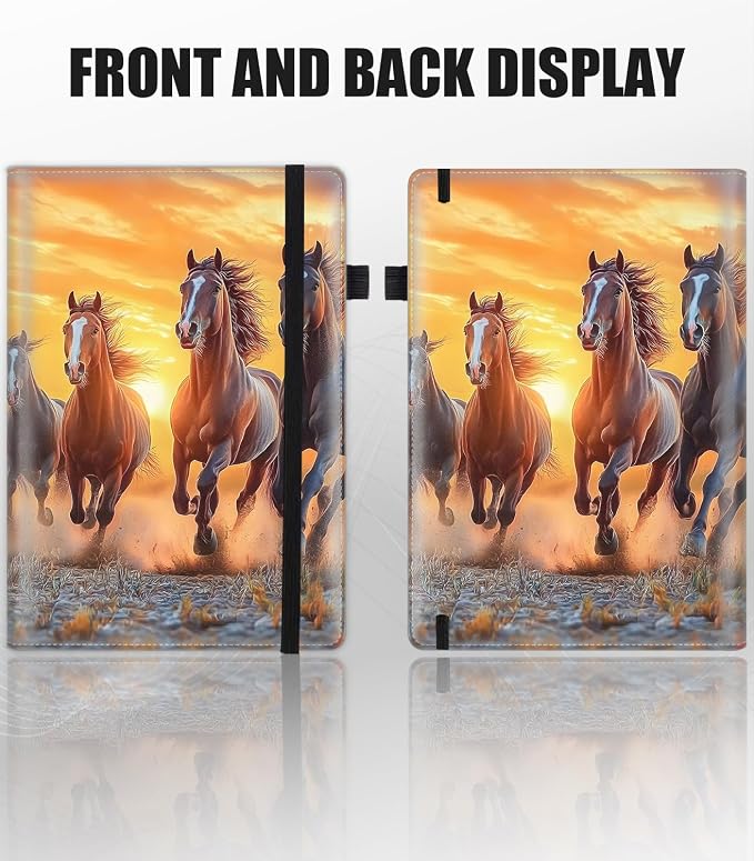 Hardcover Executive Notebooks, A5 PU Leather Lined Journal Notebook, 200 Pages Thick Paper Subject Notebooks for School,Work,Home Writing Business Notebook, Diary Book ，Wild Horse