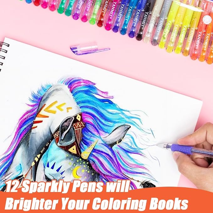 TANMIT 36 Colors Gel Pens Set for Adult Coloring Books with 40% More Ink | Juicy & Smooth Coloring Pens Great for Doodling, Journaling and Drawing