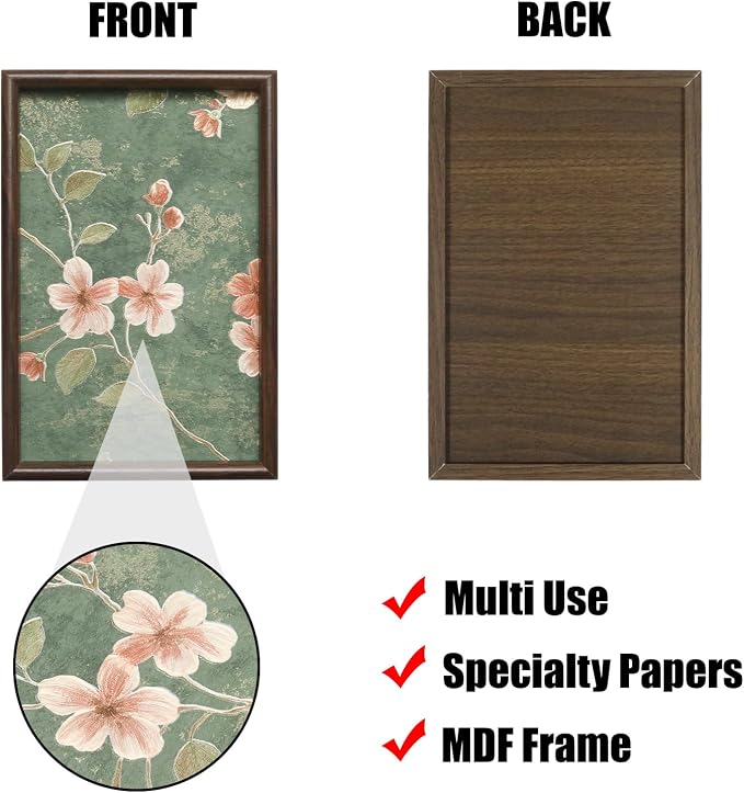 Wooden Valet Tray with Floral Base, EDC Catch All Tray Nightstand Entryway Table Vanity Organizer 11.8x7.9, Green Vintage Blossoms