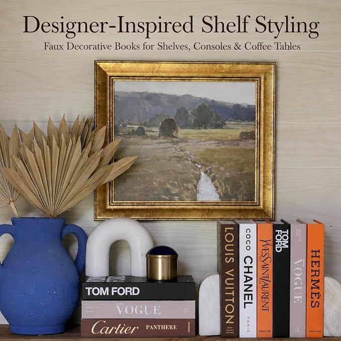 PROBENEX 4 Pcs Decorative Books | Faux Luxe Cardboard Coffee Table Decor | Refined Modern Look - Not Real, No Pages Inside - Arrives Flat, Tool-Free 2-Min Setup