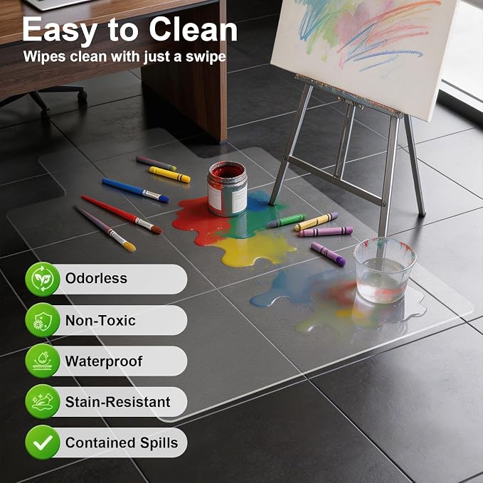 Clear Chair Mat for Hard Floor, 36" x 48" Heavy Duty Desk Mat, Convex | Durable Thick PVC, Anti-slip Grip Backing, Smooth Rolling Surface, Scratch-resistant Surface
