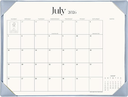 Simplified Desk Calendar 2026 with Desktop Mat, Cabbrix Large Desk Pad Calendar 21" x 16-1/2" Including July 2026 to December 2027 Desk Blotter Calendar for Home School and Office (Blue)