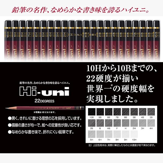 Uni Wooden Pencil, 3B, Box of 12 (HU3B)