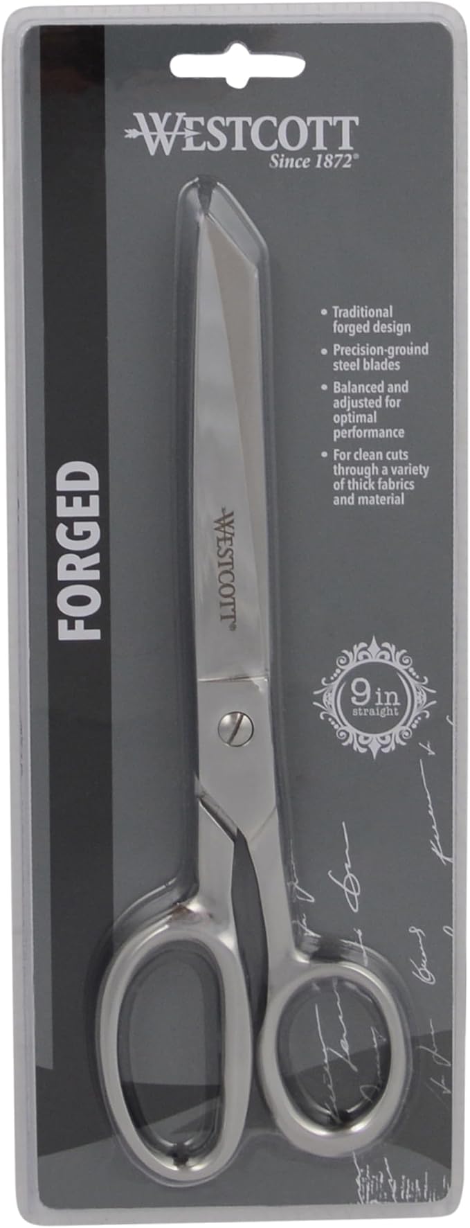 Westcott 9in Forged Classic Fabric and Paper Scissors, Heavy Duty, Knife-Edge for Sewing, Tailoring, General Arts and Crafts, Office