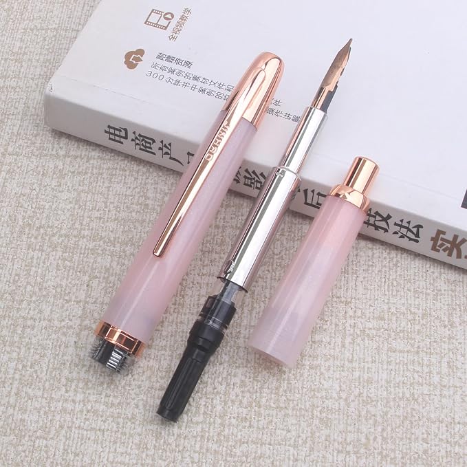 JINHAO 20 Pink Red Gold Clip Press Fountain Pen Retractable Nib Ink Pen with Converter Stationery School Supplies