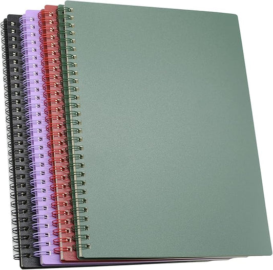 Yansanido Spiral Notebook, 4 Pcs 10 Inch x 7.4 Inch B5 Thick Plastic Hardcover 7mm College Ruled 4 Color 80 Sheets -160 Pages Journals for Study, Work, Travel and Notes (B5, 4 Pcs Dark Color 2)