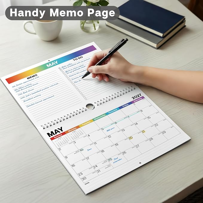 Dunwell Wall Calendar 2026-2027, 8.5" x 11", 18 Months Jul. 2026 to Dec. 2027, Durable Twin Wire Binding, Thick Paper, Small Desk Calendar Planner For Home, Office, School, Simple Design, Easy Read