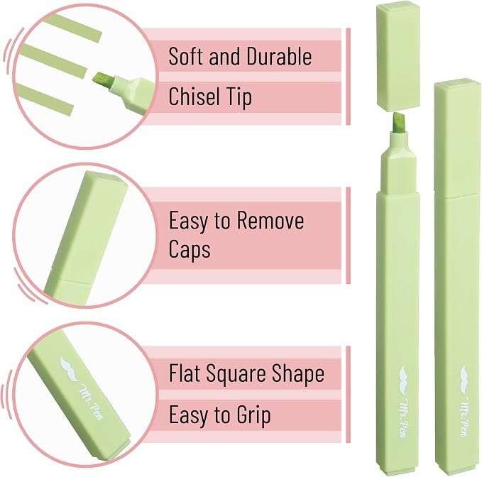 Mr. Pen- Aesthetic Highlighters No Bleed, 8 Pack, Assorted Colors | Chisel Tip, Cute Highlighters Assorted Colors for Journaling, Highlighting, Underlining, Fast Dry, Back to School Supplies
