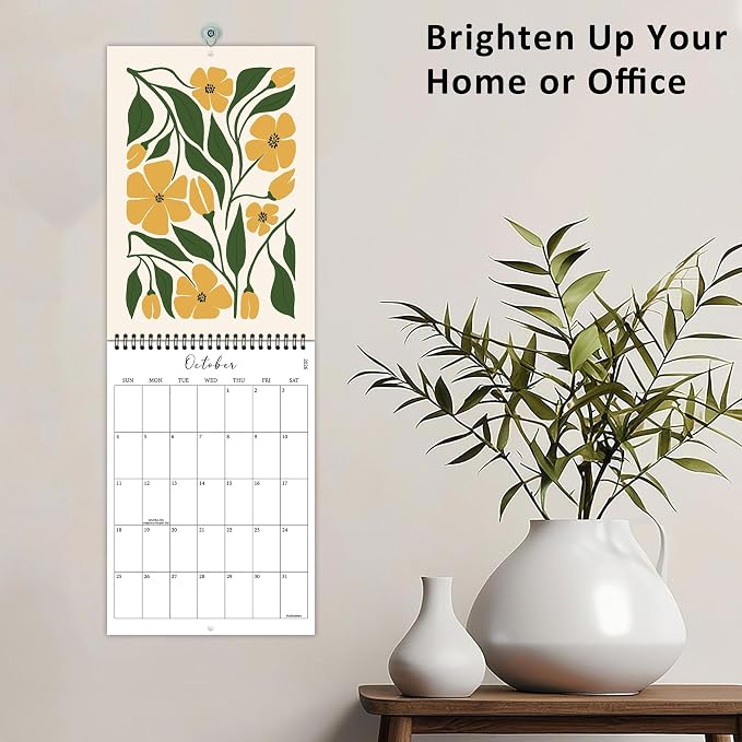 2026-2027 Wall Calendar Art Floral, 18 Months Wall Calendar from July 2026 - December 2027, Unique Modern Hanging Monthly Calendar for Home Office Decor, 8.2" x 23" Open