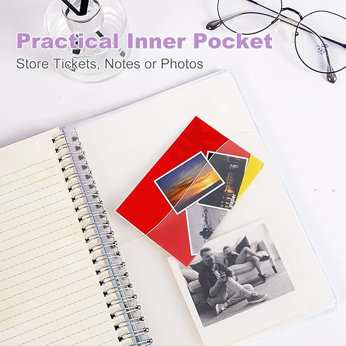 SIIXU Journaling Notebook for Women, A5 Hardcover Spiral Colorful Journal, Pretty Floral Design with 160 Beautiful Art Pages, Unique Aesthetic Diary for Poetry, Junk & Memo Writing, Purple, Lined