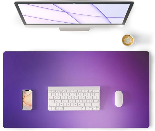 Colorful Star Purple Desk Mat Woman Office Desk Pad, 31.5" x 11.8" | PU Leather Keyboard Mouse Pad for Desk, Ombre Desk Accessories for Girls, Non-Slip Large Gaming Mouse Pads Desk Cover Décor