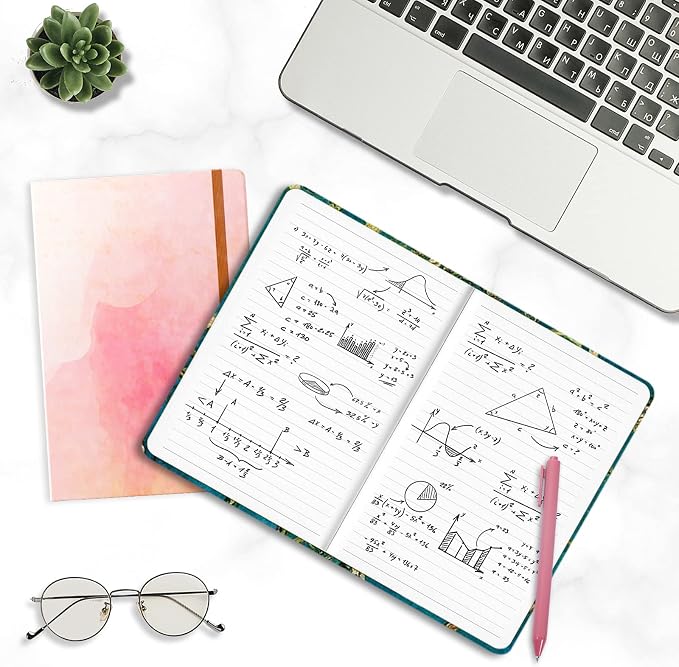 Lined Journal Notebook, Cute Hardcover Journal for Women, Medium 5.7 x 8.4 in, 160 Pages Thick Paper, Aesthetic Floral A5 College Ruled Notebook for Journaling Writing Work Office School, Pink