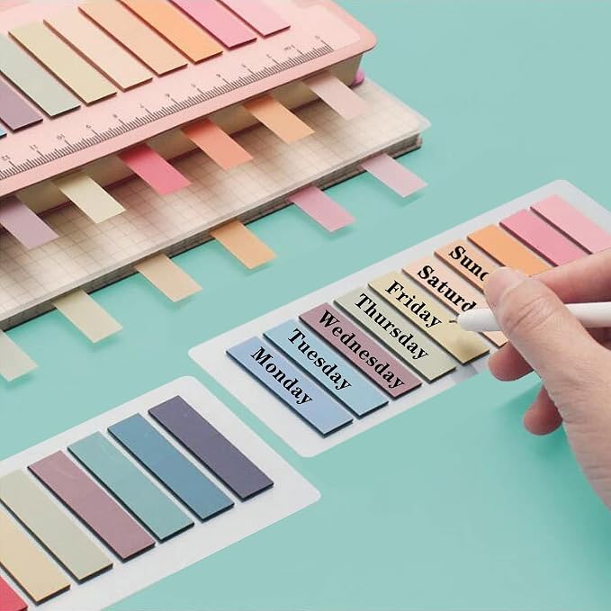 ELII 6000 PCS Sticky Tabs Page Markers,Morandi Sticky Note Tabs Colored | Writable Repositionable,Book Flags Tabs,Strip Index Tabs,Page Tabs,Bible Study,Planning,Indexing Document Organization
