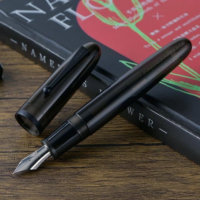 Jinhao 9019 DaDao Series Fountain Pen, Size 8 Extra Fine Nib with Large Ink Converter, Transparent Black Acrylic Design Smooth Writing Pen