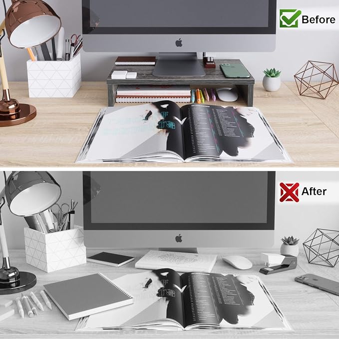 Bestier Wood Monitor Riser PC Stand Shelf for Desk/TV Desktop Laptop Stand - Gray, 15.7 Inch