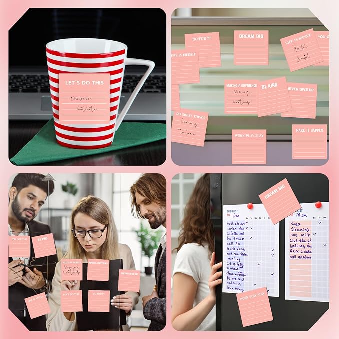 Yinder 24 Pcs Sticky Notes Gifts Bulk,Inspirational,Pink