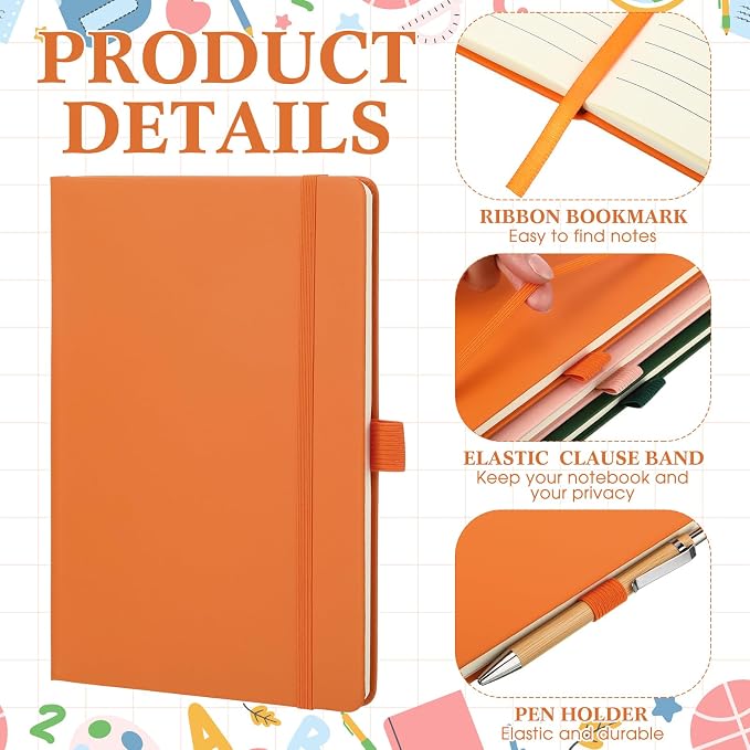 Laumoi 14 Pack Hardcover Journal Notebooks Bulk A5/A4/B5 Journaling Notebook Wide Ruled PU Leather Ruled Lined Journals with Pen Holder for School Business Work Writing (Earth Tone,A5)