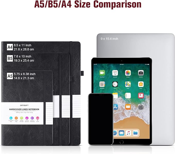 College Ruled Notebook B5, 312 Numbered Pages Diary, Lined Leather Journal | Extra-Thick with 2X Writing Space, 100gsm No Bleed Paper, Hardcover, Lay-Flat, for Work, School, Meeting Notes & Journaling
