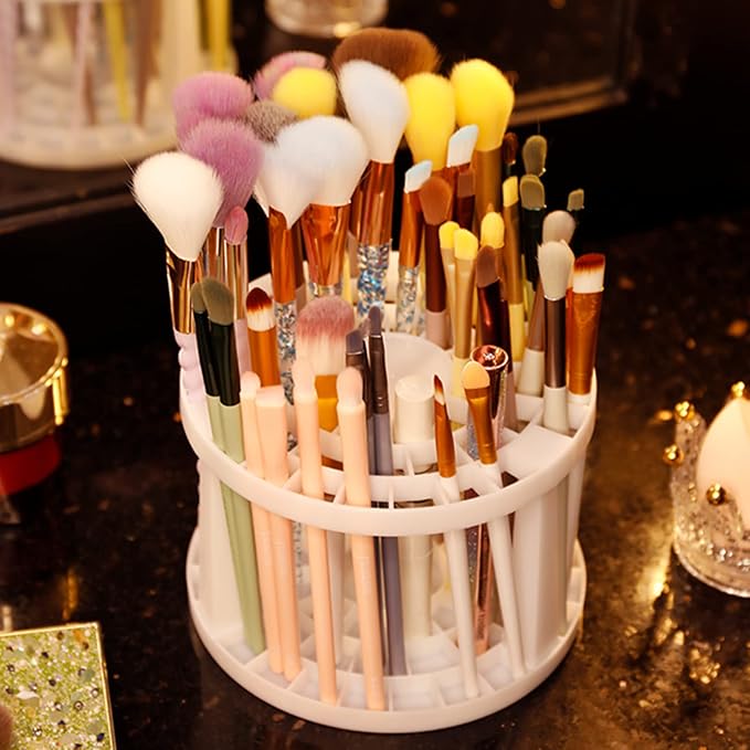 Feadily 49 Hole Pencil Holder Organize, Desk Organizer for Paint Brushes, Makeup Brush, Colored Pencils, Markers (White)