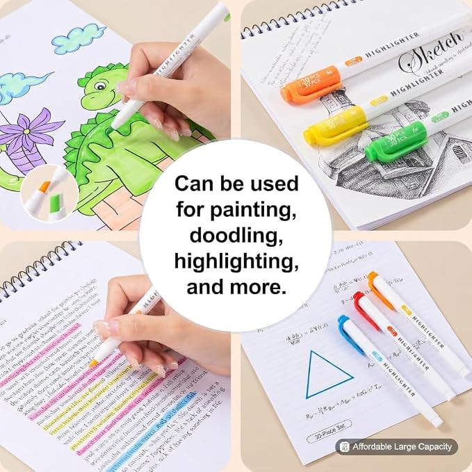 15 Count Dual-Tip Highlighters, Pastel Colors Fine & Bold Tip, Quick-Dry Non-Bleeding Highlighter Markers for Bible Journaling,School,Office,Notes (15 colors highlighters - Iridescent Color)