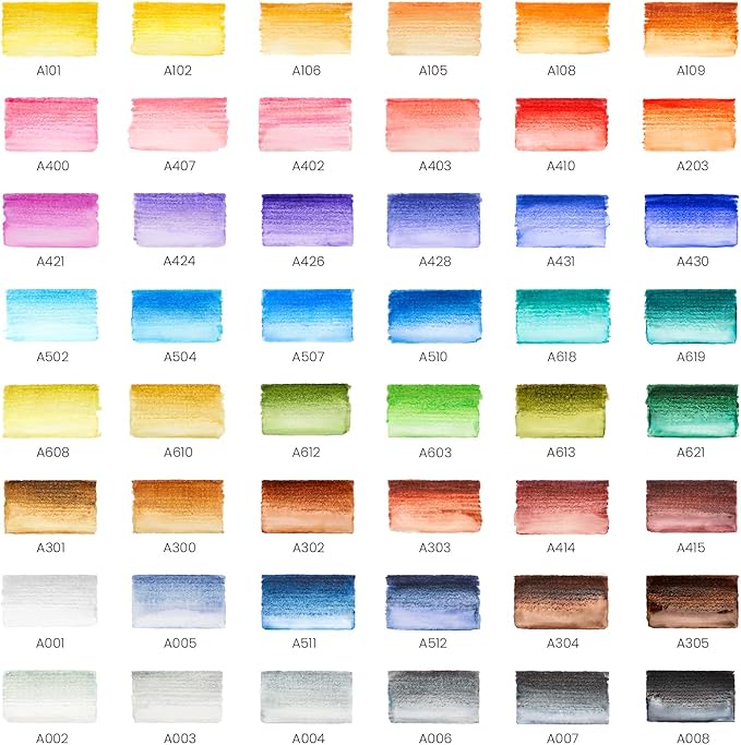ARTEZA Real Brush Pens, 48 Colors, Watercolor Pens and Drawing Markers with Flexible Nylon Tips, Bonus Water Brush for Coloring, Sketching, Lettering and Art Journaling