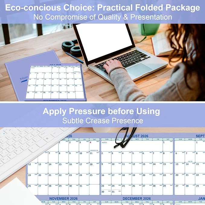 32x48 Academic Wall Calendar 2026-2027 July-June, Dry Erase School Planner | July 2026-June 2027 Folded Wet & Dry Erase Calendar, Vertical/Horizontal Reversible,12 Month School Planner with Julian Dates