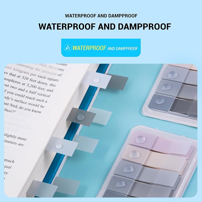 Golcellia Sticky Tabs, Neutral Book Tabs for Notebooks, 300 Pcs | Writable neutral paper tabs for books, notes, planners and files, repositionable page markers for school, office and home
