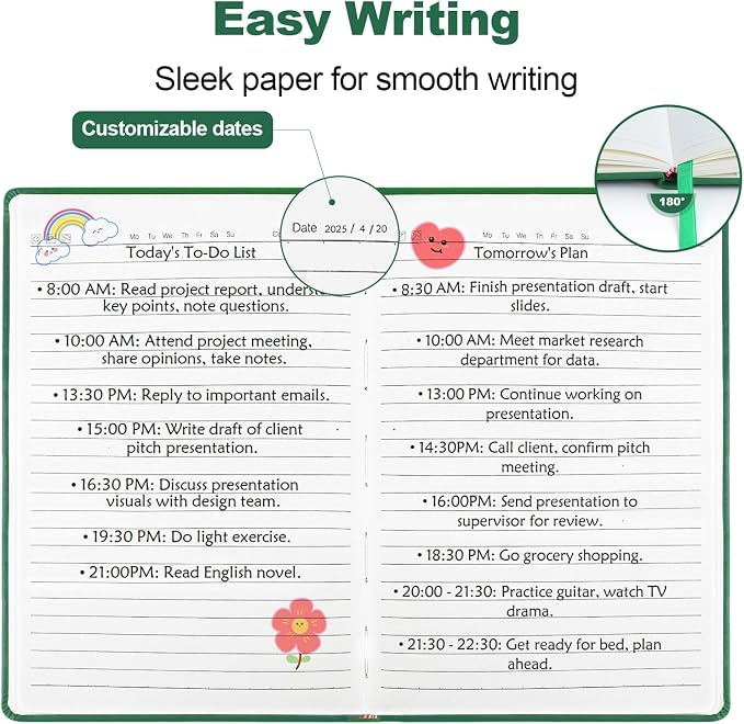 SUQJOY Lined Journal Notebooks, 6 Pack 160 Pages, 5.5x 8.2-Inch Journals for Women Men, Hardcover Notebook with 100 gsm Thick Paper, A5 Size College Ruled Notebook for Writing/Travel/Work (Green-6 Pack)