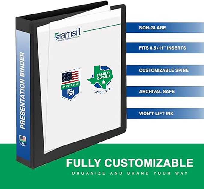 Samsill 0.5 Inch 3 Ring Binders, Economy Round Ring, Clear View Cover, 100 Sheet Capacity - for School, Home, Office - Black, 24 Pack