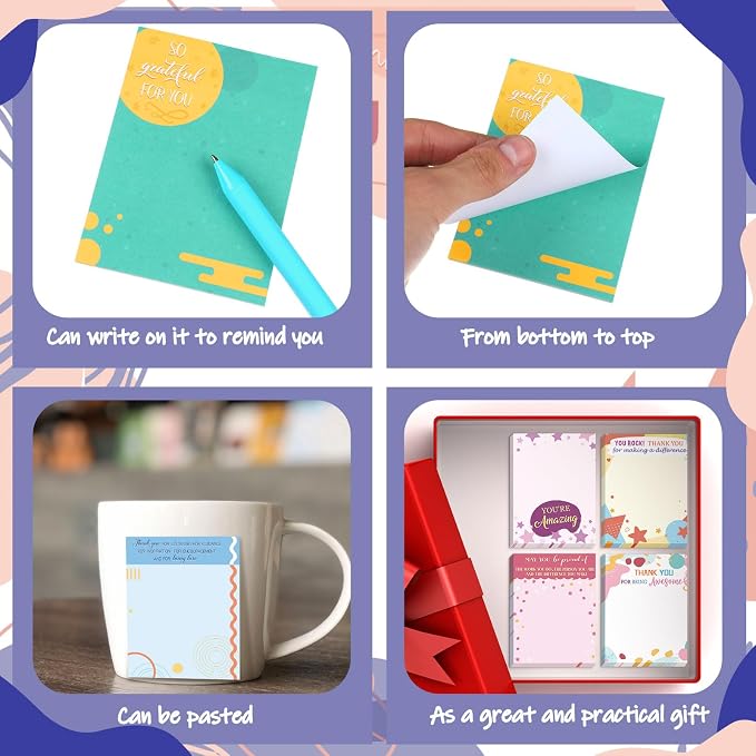 Yinder 24 Pcs Sticky Notes Gifts Bulk,Appreciation,Lovely