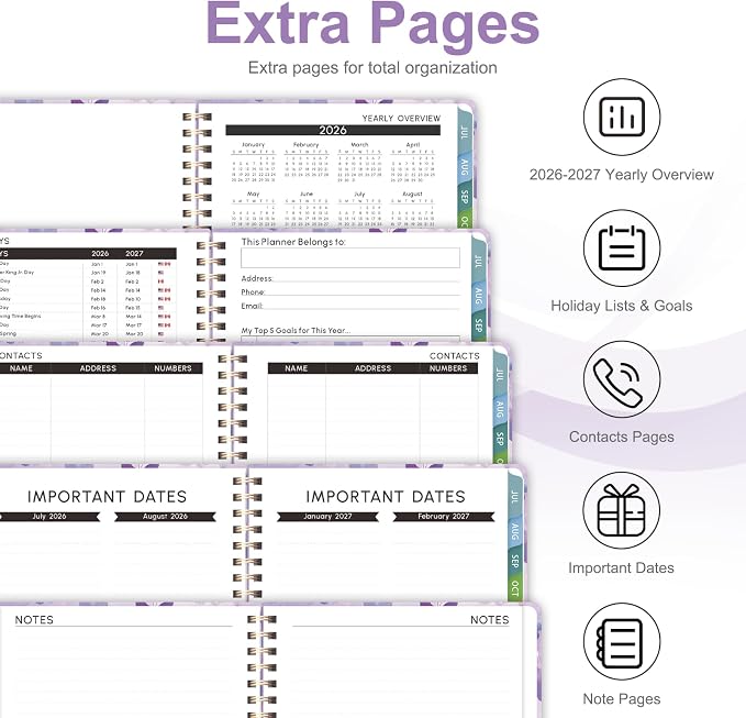 Planner 2026-2027, Weekly and Monthly Academic Planner, July 2026 - June 2027, Hardcover Calendar Agenda Book for School Year Planning, School Supplies for Teacher and Student, Letter Size(8.5'' x 11'')
