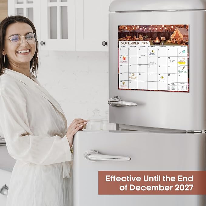 Aesthetic 2026-2027 Magnetic Calendar for Refrigerator, 21-Month Fridge Calendar Magnet from April 2026 to December 2027, Easy Organizing, Colorful City