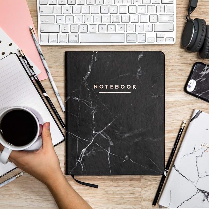 WORLD TRAVELER Large Lined Journal Notebook 256 Ruled White & Ivory Pages | Lay-Flat Binding, Gilded Page Edges Resist Wear, Reinforced Square Corners, Bleed-Resistant Smooth Paper