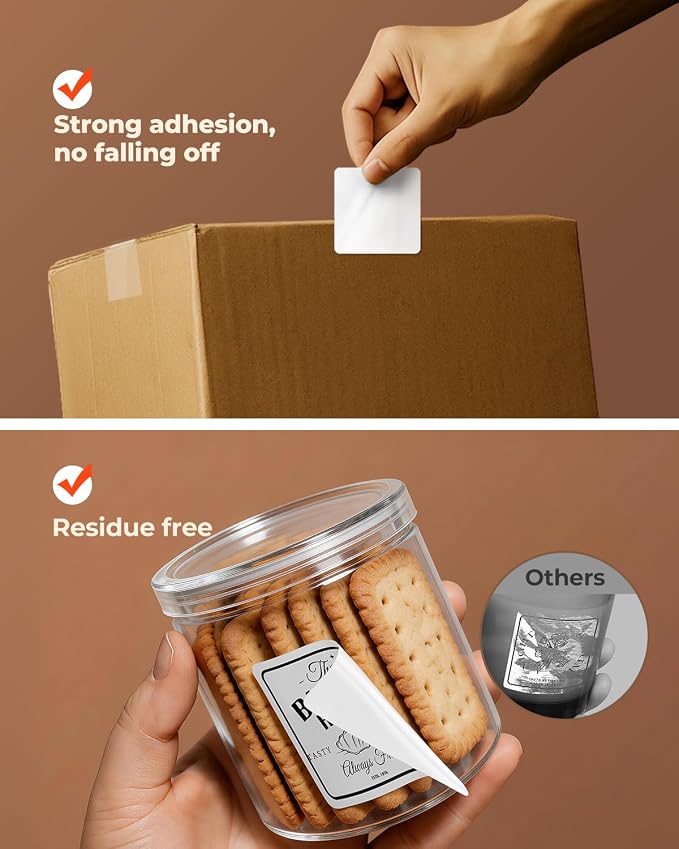 MUNBYN 2x2 Thermal Labels, 750 Sheets/Roll, White | Strong Adhesive & Perforated, Non BPA&BPS for Small Business, Barcode, Bakery, Shipping