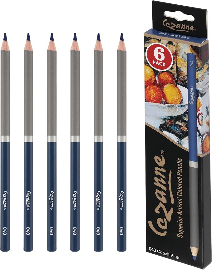 Cezanne Creative Mark Premium Colored Pencils, Cobalt Blue, 2 Packs (12 Count) Highly Pigmented Artist Set, Smooth Sketching Coloring Highlighting Blending, Soft 3.3Mm Wax-Based