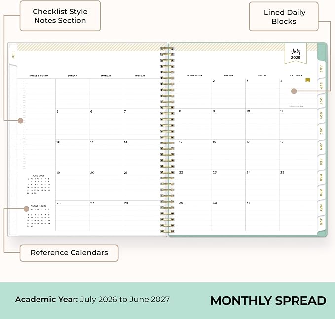 Blue Sky 2026-2027 Weekly & Monthly Academic Planner, 8.5"x11", Palms | July 2026 - June 2027, Flexible Cover, Laminated Tabs, Storage Pocket, Stickers, Academic Year, Day Designer