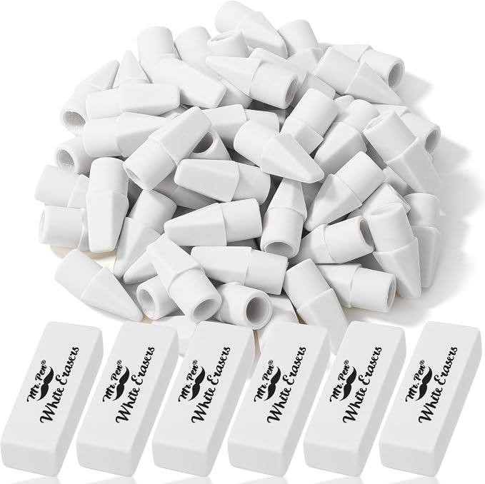 Mr. Pen- School Eraser Combination Set, 66 Pack, White | Latex Free Erasers for School, Office, Art Sketching, Homework, Exams, Clean Smudge-Free Correction