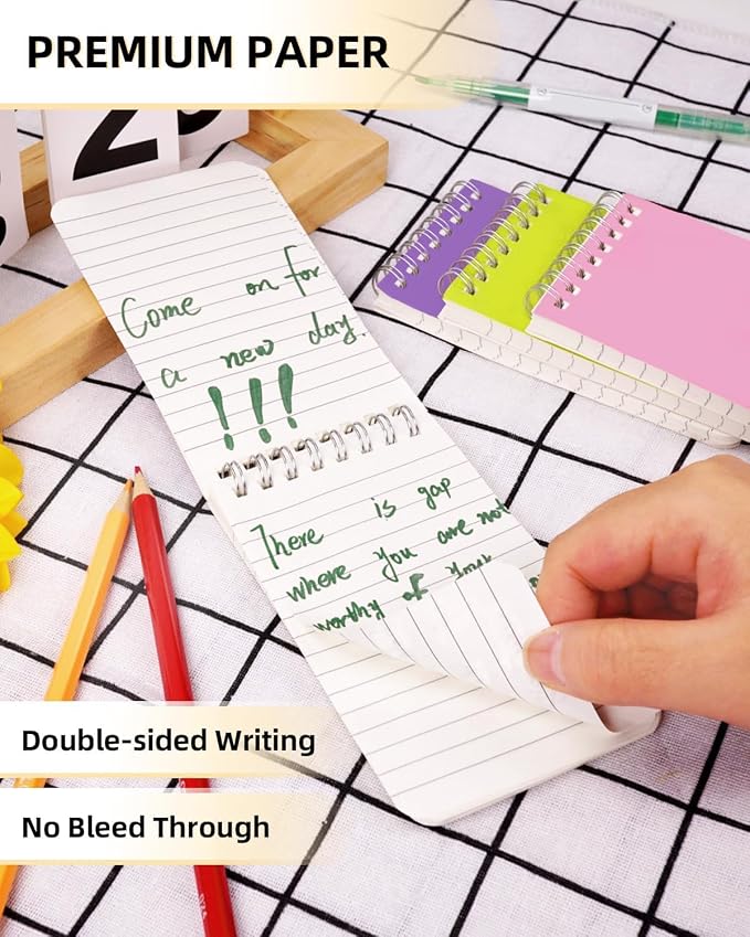 Dynta Mini Spiral Notebooks Bulk 3x5 Inch Memo Pads, 30 Packs Small Notepad Top Bound, 10 Vibrant Colored, 60 Sheets/120 Pages Pocket Notepads for Home, School, College, Office, Work, Travel