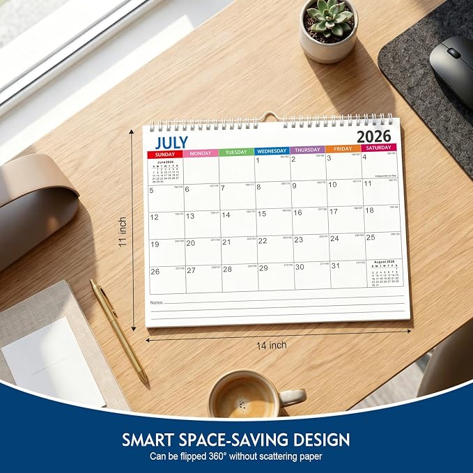 Comix 2026-2027 Wall Calendar, 18 Months Jul 2026 - Dec 2027 Monthly Planner, 120 GSM Thick Paper Lined Blocks, Hanging Calendar for Home Office Classroom, 14 x 11 Inch