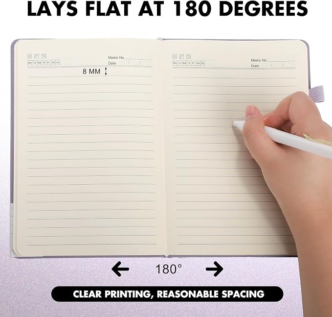 Aodaer 30 Set Lined Notebook Journals with Pens A5 Notebooks 100 GSM College Ruled Hardcover Notebook PU Leather Notepad with Pen Holder for Office School, 5.7 x 8.3 Inches, Lavender