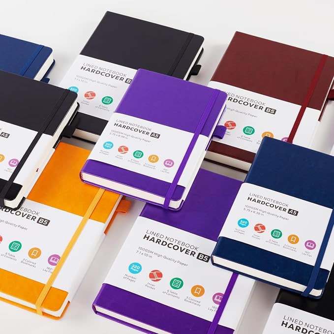 FOCUS DAY 3 Pack Journals Notebooks, B5(7.1'' X 10'') Thick Notebook Journal College Ruled Bulk, Large Hardcover Leather Bound Lined Notebook Journal Set for Women Men Work Writing, Multicolor