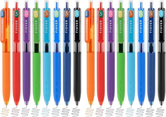FIOVER Colored Gel Pens, 0.5mm Quick Dry Ink Fine Point Smooth Writing Colorful Pens for Journaling, School Supplies, Gifts for Nurses and Teens, Stocking Stuffers for Women (16PCS)