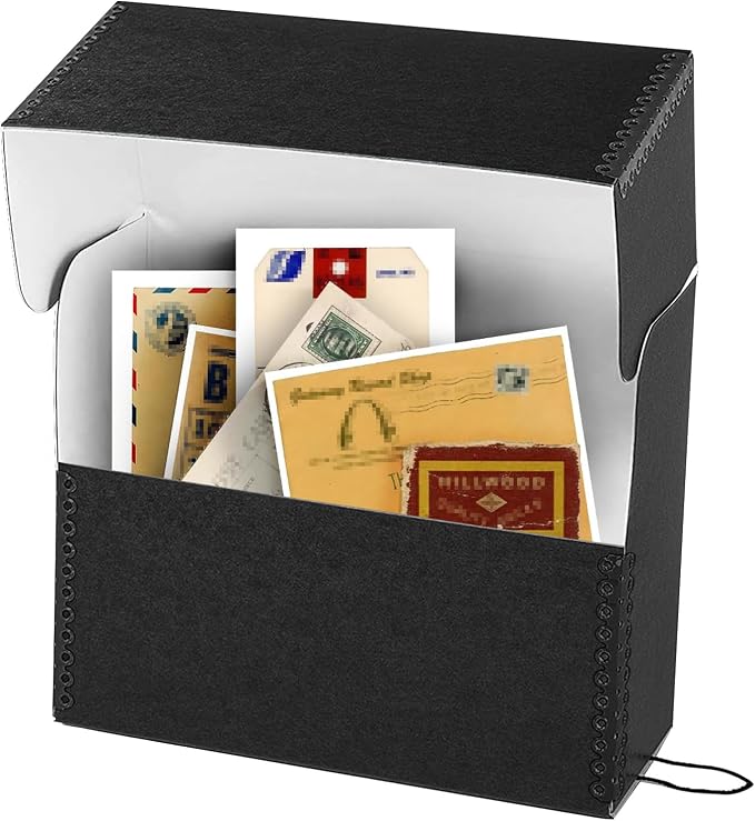 Lineco Archival Document Storage Box, Black, 15.5" x 12.5" x 5 | Jumbo-Sized, Metal Edge, Acid-Free Boxboard Case, Organize Files, Prints, Photos