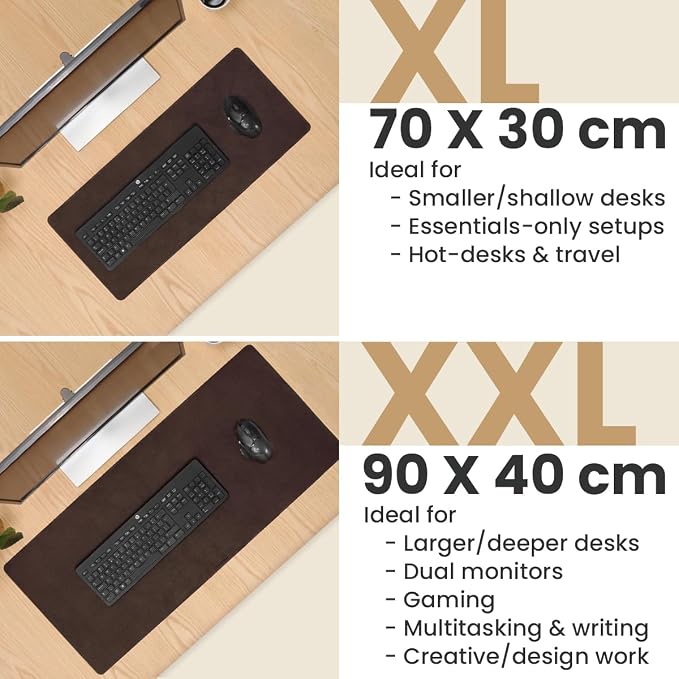 DAREhueFull Grain Genuine Leather Desk Pad – Dark Brown (XL) - Premium Desk Mat with Non-Slip Backing, Thick 3mm, Office Desk Protector for Work & Gaming (Extra Large 35.4 x 15.7 inch)