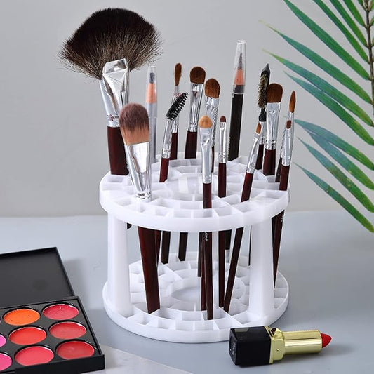 Feadily 49 Hole Pencil Holder Organize, Desk Organizer for Paint Brushes, Makeup Brush, Colored Pencils, Markers (White)