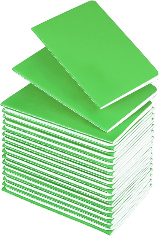 Lzerking Mini Notepads Bulk 36 Pack 3.5 x 5.5 Inches,Small Pocket Journal Notebooks-Green Cover, 30 Sheets/60 Pages, Children Can Use to Write Stories