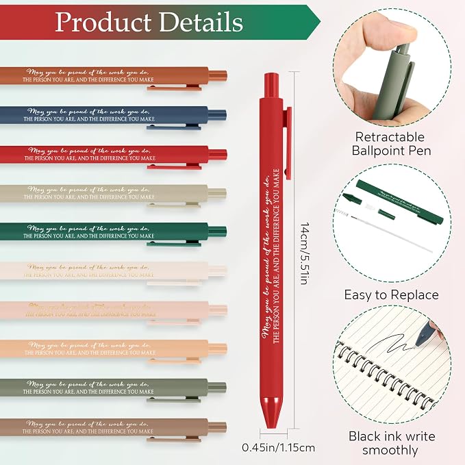 Jetec 100 Pcs/50 Sets Back to School Teacher Gifts Motivational Spiral Notebook with Sticky Notes Pen Bulk Inspirational Journals Thank You Gift for Employee Coworker Birthday Party (Earth Tone)